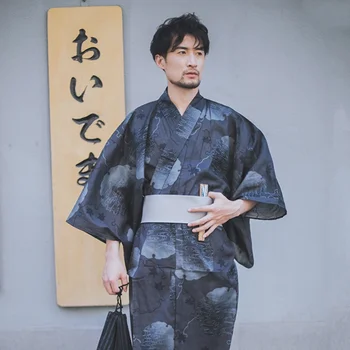 Традиционный японский халат Юката, мужской халат, мужская гостиная с поясом, японская пижама, кимоно, удобный дизайн, Оби Юката