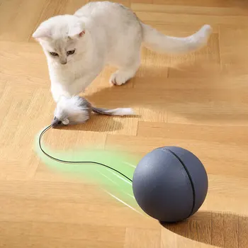Интерактивный автоматический катящийся мяч, умные игрушки для кошек, игрушки для кошек с перьями, обучающий самодвижущийся электрический мяч, игрушка для домашних животных