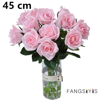 1ШТ искусственная роза имитация цветка настоящая сенсорная роза украшение дома подарок на свадьбу, день рождения (45 см) шелковая роза