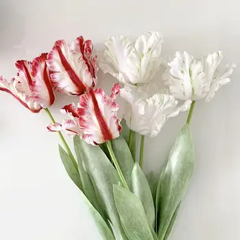 1Шт поддельных цветов Высококачественные подарки Искусственный цветок 3D Попугай Тюльпан Настоящее прикосновение Поддельный цветочный декор на годовщину